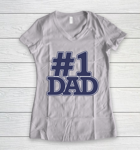 #1 Dad Father's Day Women's V-Neck T-Shirt