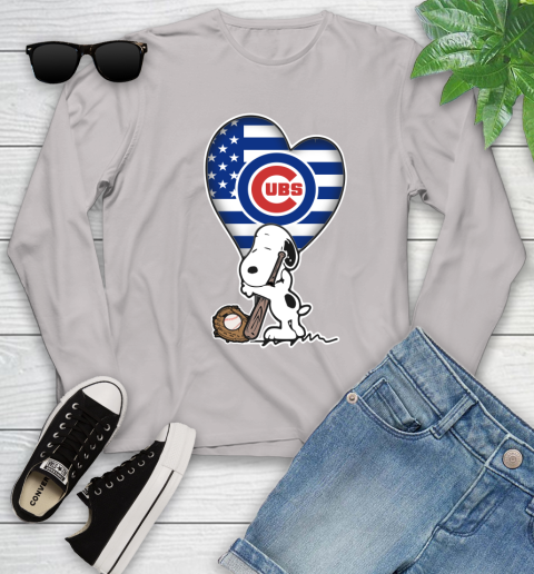 Chicago Cubs MLB Baseball The Peanuts Movie Adorable Snoopy Youth Long Sleeve 12