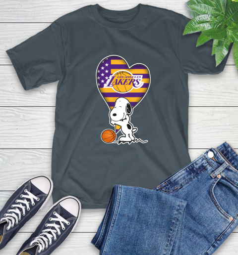 Los Angeles Lakers NBA Basketball The Peanuts Movie Adorable Snoopy T-Shirt 9