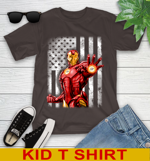 Oklahoma City Thunder NBA Basketball Iron Man Avengers American Flag Shirt Youth T-Shirt - Image 7