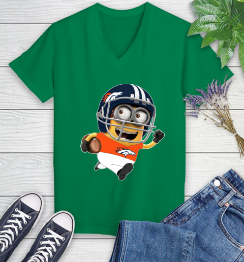 NFL Denver Broncos Minions Disney Football Sports Women's V-Neck T-Shirt 5