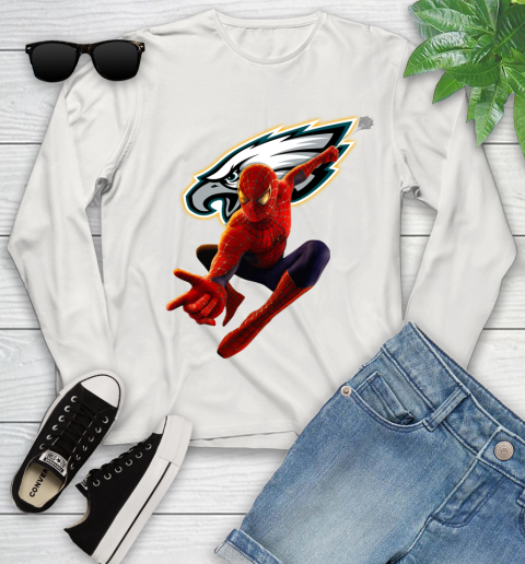 NFL Spider Man Avengers Endgame Football Philadelphia Eagles Youth Long Sleeve 12