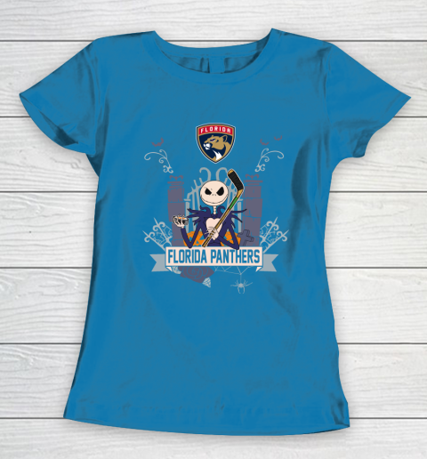NHL Florida Panthers Hockey Jack Skellington Halloween Women's T-Shirt 6
