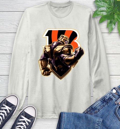 NFL Thanos Avengers Endgame Football Sports Cincinnati Bengals Long Sleeve T-Shirt 12