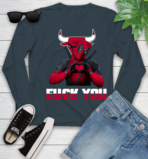 NBA Chicago Bulls Deadpool Love You Fuck You Basketball Sports Youth Long Sleeve 9