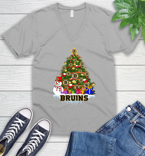 Boston Bruins Merry Christmas NHL Hockey Sports V-Neck T-Shirt 4