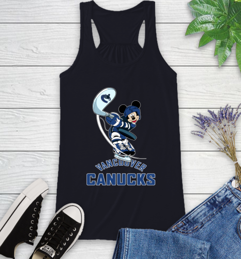 NHL Hockey Vancouver Canucks Cheerful Mickey Mouse Shirt Racerback Tank 9