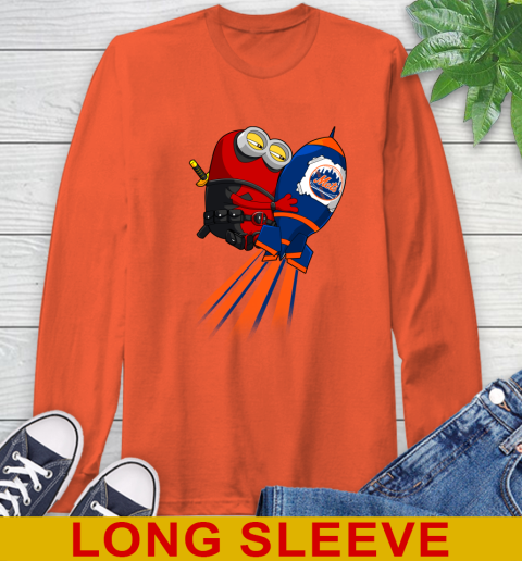 MLB Baseball New York Mets Deadpool Minion Marvel Shirt Long Sleeve T-Shirt 4