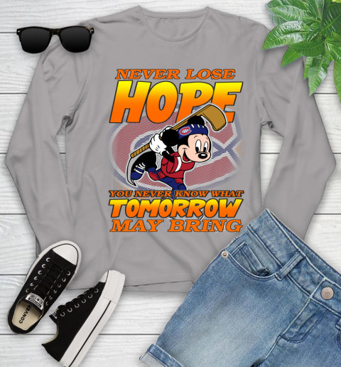 Montreal Canadiens NHL Hockey ootball Mickey Disney Never Lose Hope Youth Long Sleeve 5