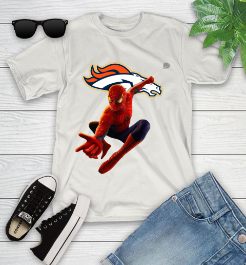 NFL Spider Man Avengers Endgame Football Denver Broncos Youth T-Shirt 12
