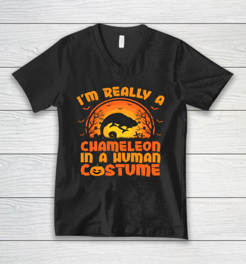 I'm Really A Chameleon In A Human Costume Halloween V-Neck T-Shirt
