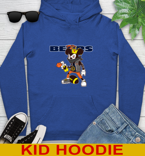Chicago Bears NFL Football Mickey Peace Sign Sports Youth Hoodie 10