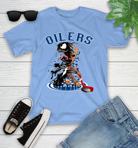 NHL Edmonton Oilers Hockey Venom Groot Guardians Of The Galaxy Youth T-Shirt 11