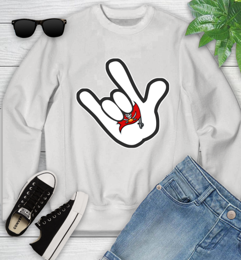 Tampa Bay Buccaneers NFL Football Mickey Rock Hand Disney Youth Sweatshirt