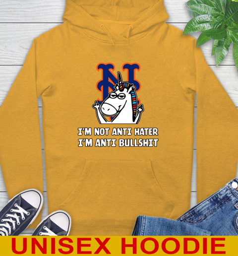 New York Mets MLB Baseball Unicorn I'm Not Anti Hater I'm Anti Bullshit Hoodie 3