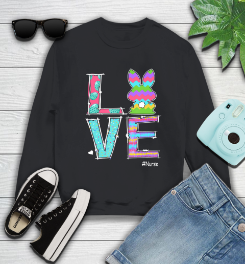 Nurse Shirt Cute Bunny Love Nurse Happy Easter Day T Shirt Sweatshirt