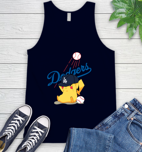 MLB Pikachu Baseball Sports Los Angeles Dodgers Tank Top 3