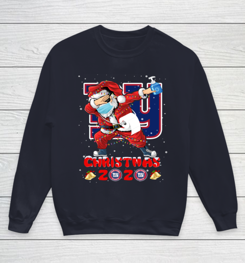New York Giants Funny Santa Claus Dabbing Christmas 2020 NFL Youth Sweatshirt 2