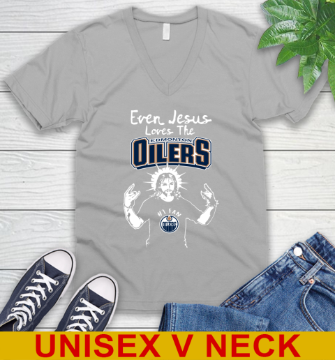 Edmonton Oilers NHL Hockey Even Jesus Loves The Oilers Shirt V-Neck T-Shirt 3