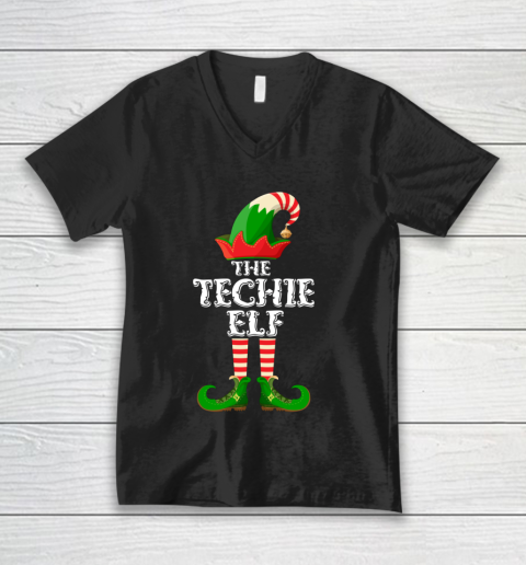 Techie Elf Funny Matching Family Group Christmas Gifts V-Neck T-Shirt