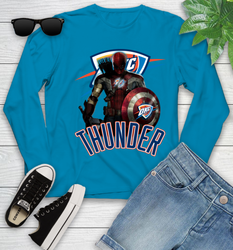 Oklahoma City Thunder NBA Basketball Captain America Thor Spider Man Hawkeye Avengers Youth Long Sleeve 7