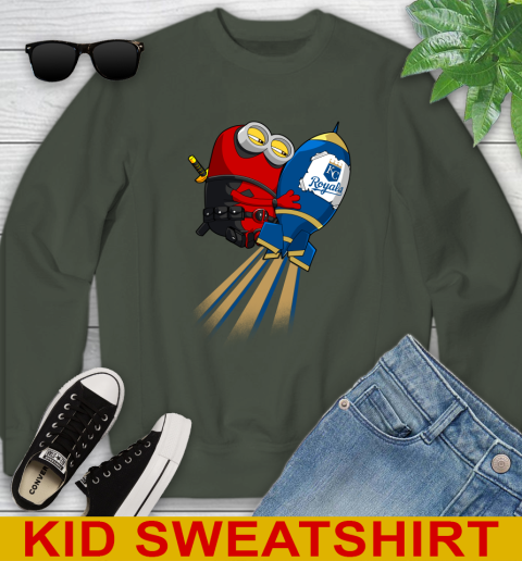 MLB Baseball Kansas City Royals Deadpool Minion Marvel Shirt Youth Sweatshirt 8