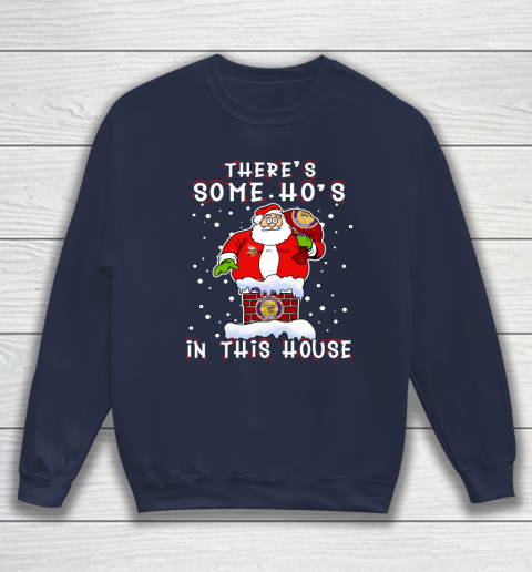 Minnesota Vikings Christmas There Is Some Hos In This House Santa Stuck In The Chimney NFL Sweatshirt 2