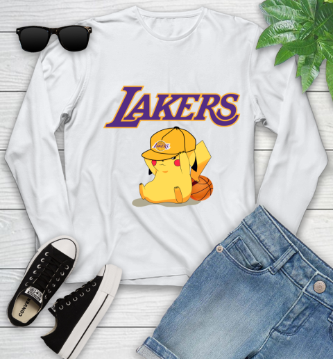 NBA Pikachu Basketball Sports Los Angeles Lakers Youth Long Sleeve