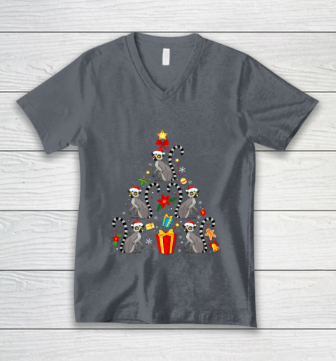Lemur Christmas Ornament Tree Funny Gift V-Neck T-Shirt 4
