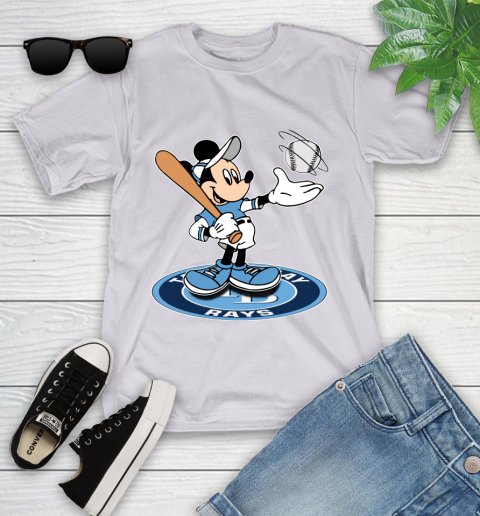 MLB Baseball Tampa Bay Rays Cheerful Mickey Disney Shirt Youth T-Shirt 4