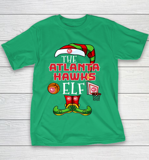 Atlanta Hawks Christmas ELF Funny NBA Youth T-Shirt 3