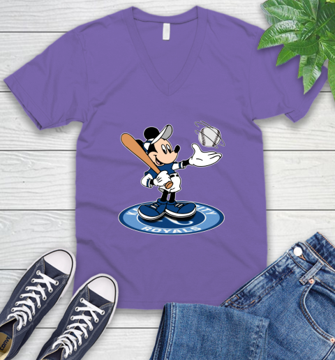 MLB Baseball Kansas City Royals Cheerful Mickey Disney Shirt V-Neck T-Shirt 9
