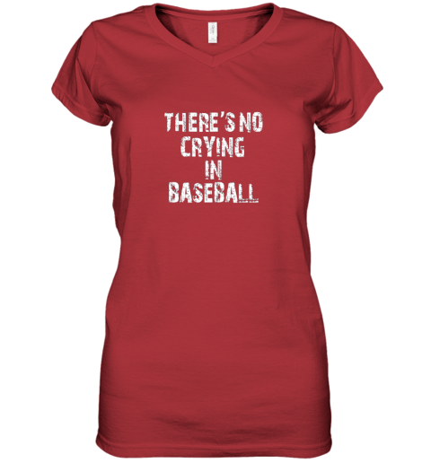 myjp there39 s no crying in baseball women v neck t shirt 39 front red