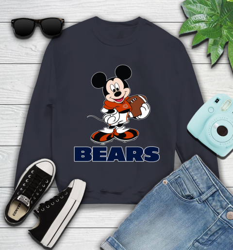 NFL Football Chicago Bears Cheerful Mickey Mouse Shirt Youth Sweatshirt 3