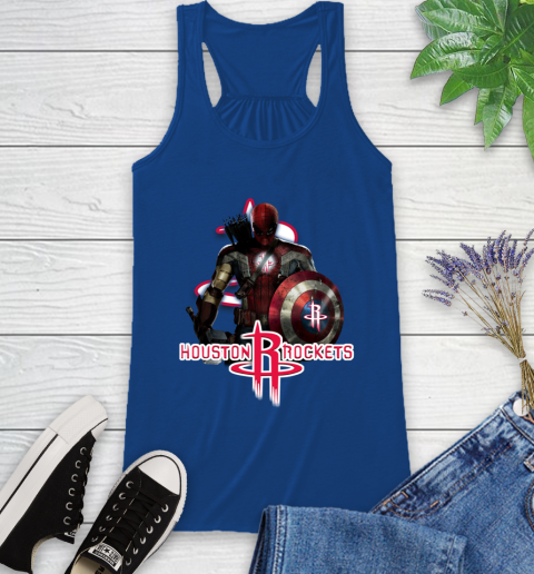 Houston Rockets NBA Basketball Captain America Thor Spider Man Hawkeye Avengers Racerback Tank 9