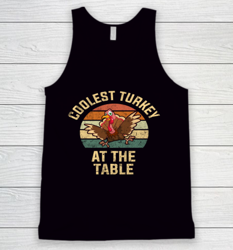 Funny Thanksgiving Retro Coolest Turkey At The Table Tank Top