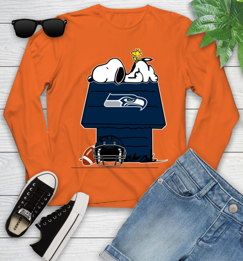 Seattle Seahawks NFL Football Snoopy Woodstock The Peanuts Movie Youth Long Sleeve 4