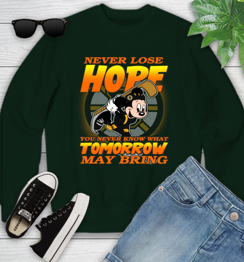 Boston Bruins NHL Hockey ootball Mickey Disney Never Lose Hope Youth Sweatshirt 9