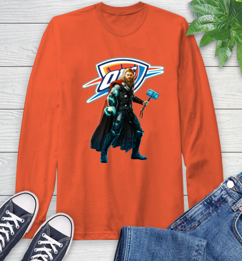 NBA Thor Avengers Endgame Basketball Oklahoma City Thunder Long Sleeve T-Shirt 5
