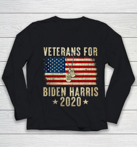 Veterans for Biden Harris 2020 USA Flag Vintage Youth Long Sleeve