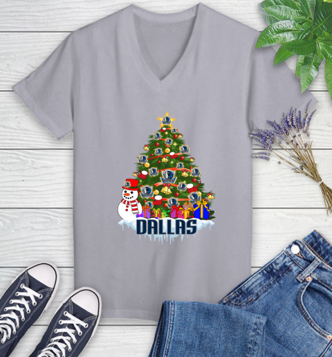 Dallas Mavericks Merry Christmas NBA Basketball Sports Women's V-Neck T-Shirt 4