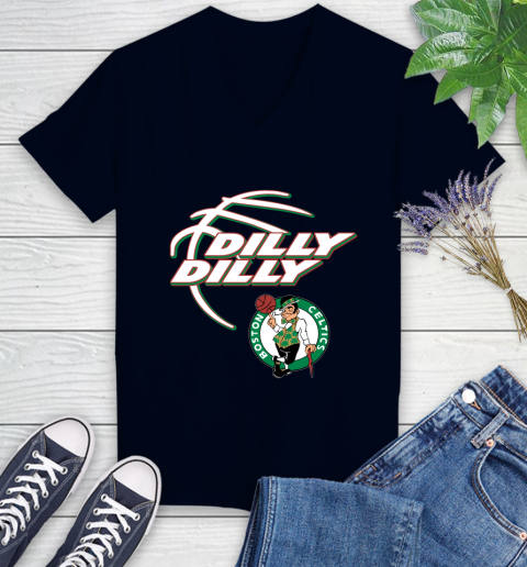 NBA Boston Celtics Dilly Dilly Basketball Sports Women's V-Neck T-Shirt 3
