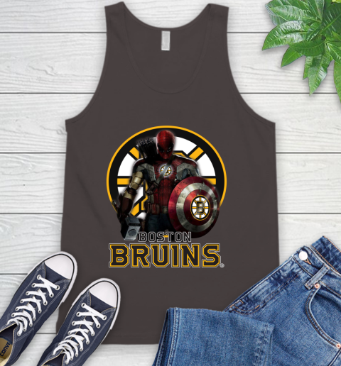 NHL Captain America Thor Spider Man Hawkeye Avengers Endgame Hockey Boston Bruins Tank Top 7