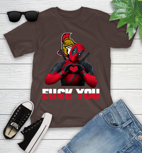 NHL Ottawa Senators Deadpool Love You Fuck You Hockey Sports Youth T-Shirt 7