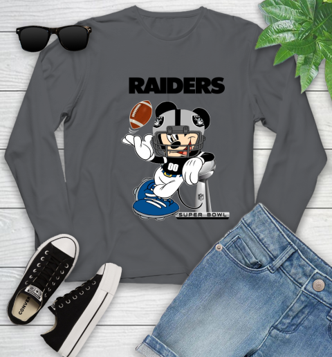 NFL Oakland Raiders Mickey Mouse Disney Super Bowl Football T Shirt Youth Long Sleeve 8