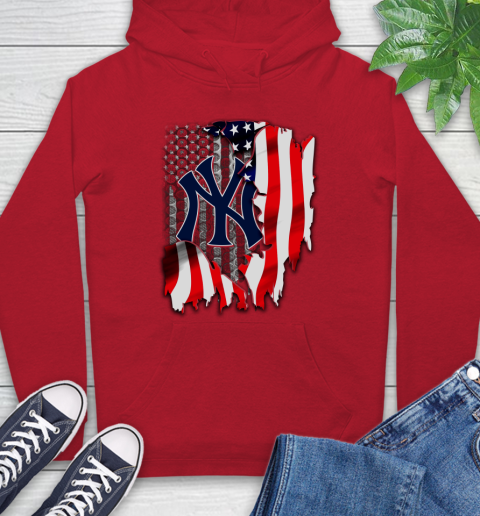 New York Yankees MLB Baseball American Flag Hoodie 10