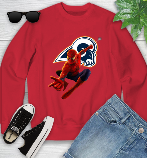 NFL Spider Man Avengers Endgame Football Los Angeles Rams Youth Sweatshirt 9