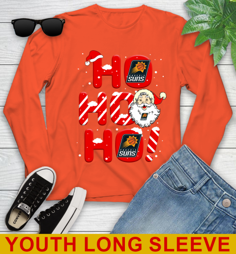 Phoenix Suns NBA Basketball Ho Ho Ho Santa Claus Merry Christmas Shirt Youth Long Sleeve 3