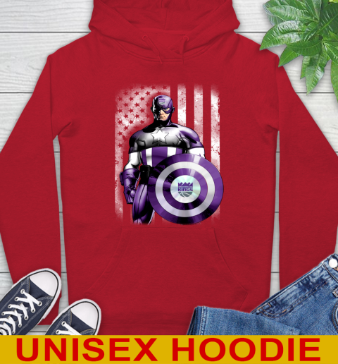 Sacramento Kings NBA Basketball Captain America Marvel Avengers American Flag Shirt Hoodie 10