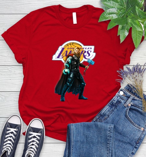 NBA Thor Avengers Endgame Basketball Los Angeles Lakers Women's T-Shirt 9